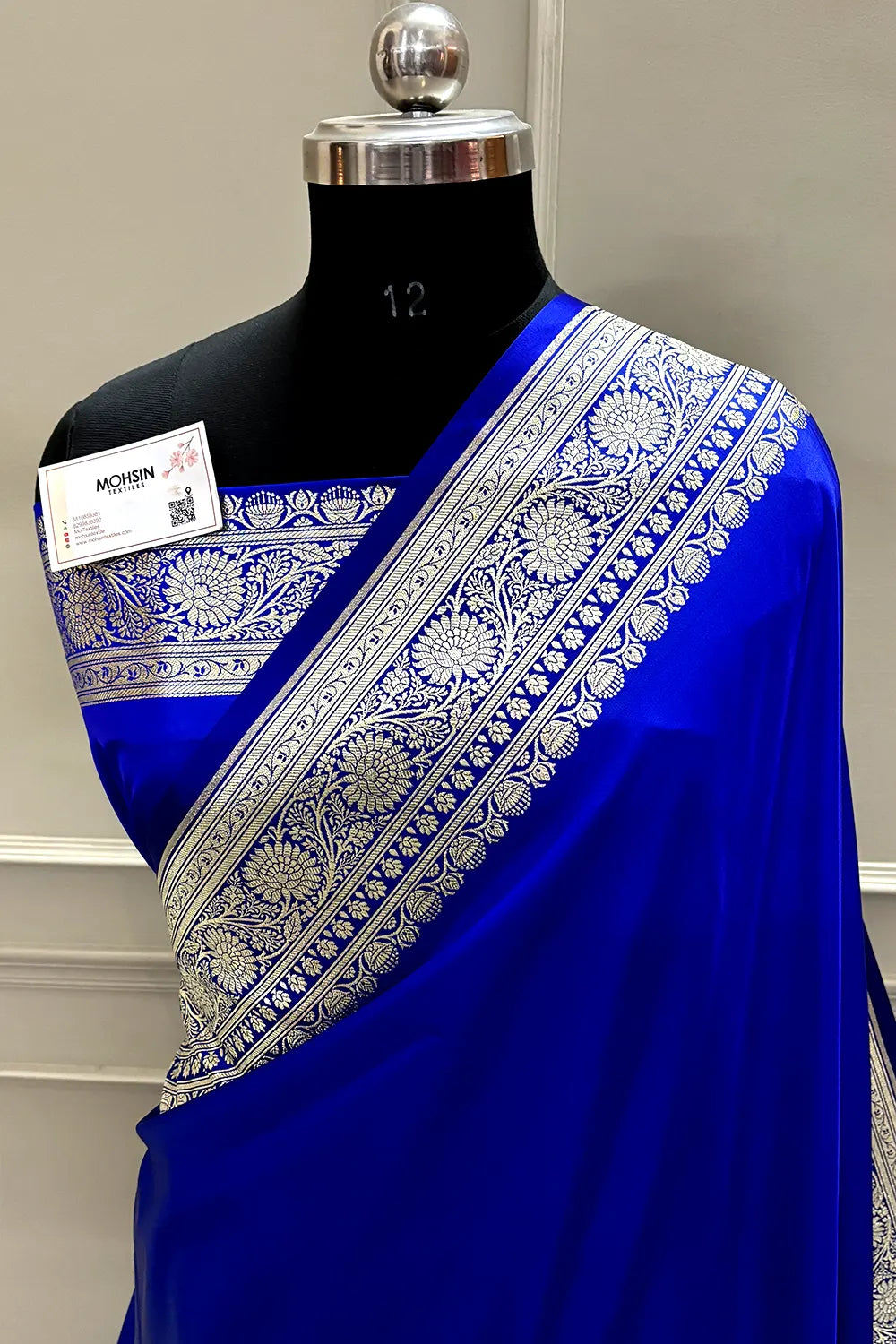 Royal Blue Plain Zari Katan Silk Banarasi Saree