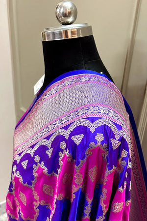 Royal Blue Rangkaat Zari Katan Silk Banarasi Saree