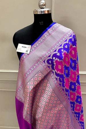 Royal Blue Rangkaat Zari Katan Silk Banarasi Saree