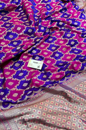 Royal Blue Rangkaat Zari Katan Silk Banarasi Saree