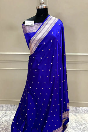 Royal Blue Wazir Buti Katan Silk Banarasi Saree