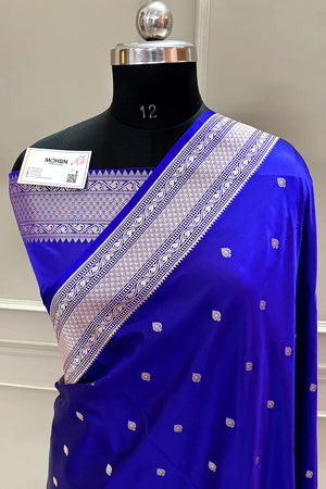 Royal Blue Wazir Buti Katan Silk Banarasi Saree