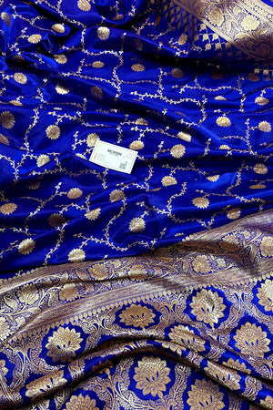 Royal Blue Zari Katan Silk Banarasi Saree