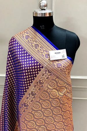 Royal Blue Zari Katan Silk Banarasi Saree