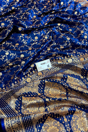 Royal Blue Zari Katan Silk Banarasi Saree