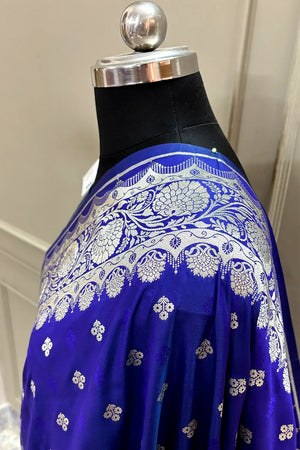 Royal Blue Zari Katan Silk Banarasi Saree
