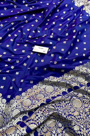 Royal Blue Zari Katan Silk Banarasi Saree