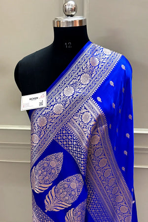 Royal Blue Zari Katan Silk Banarasi Saree