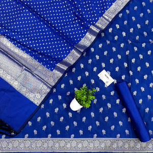 Royal Blue Zari Katan Silk Banarasi Suit