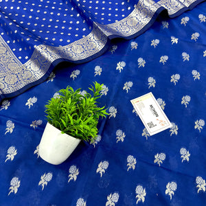 Royal Blue Zari Katan Silk Banarasi Suit