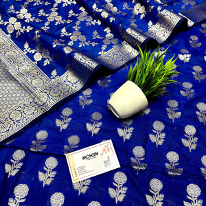 Royal Blue Zari Katan Silk Banarasi Suit