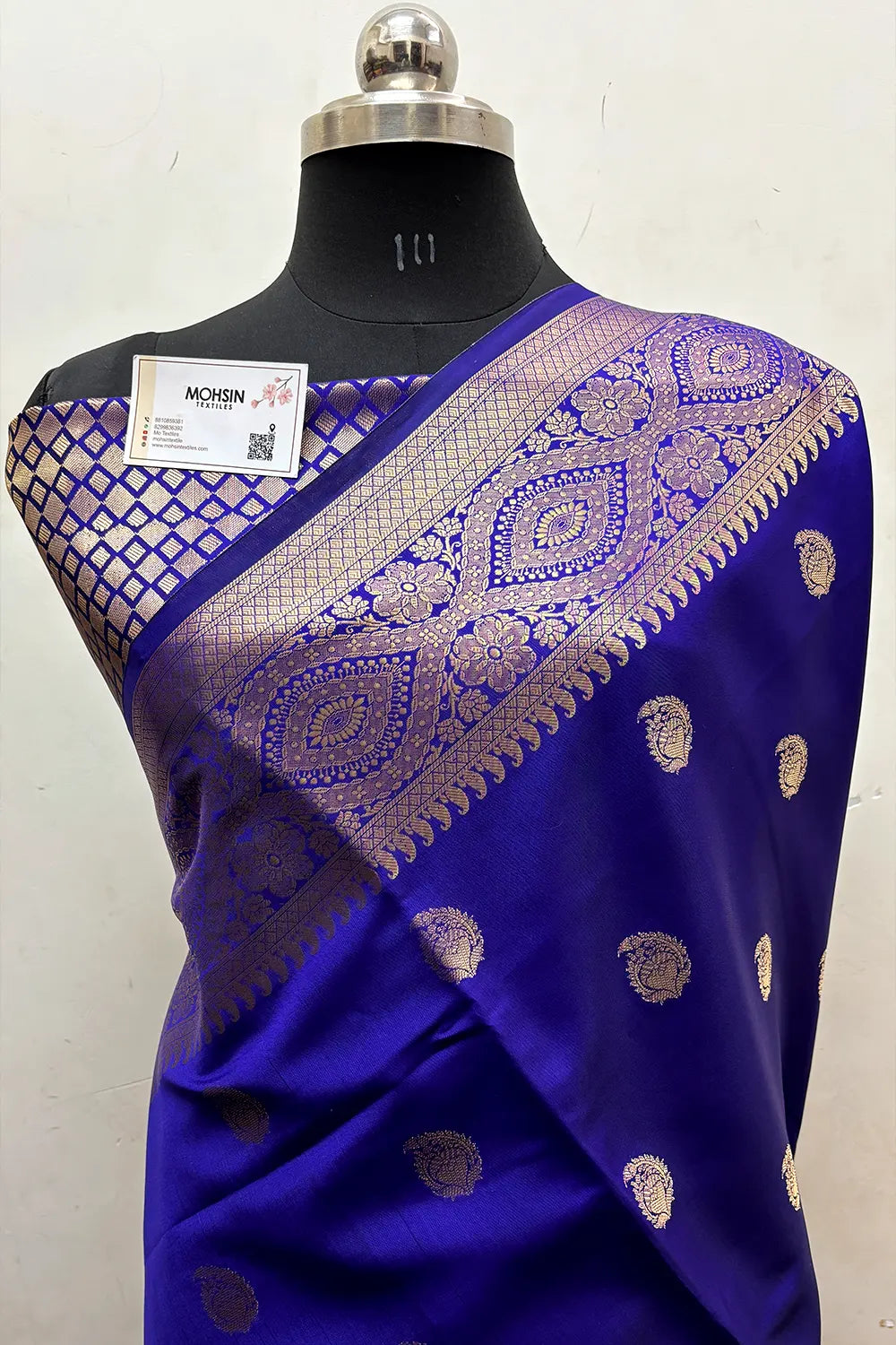 Royal Blue Zari Semi Katan Silk Banarasi Saree