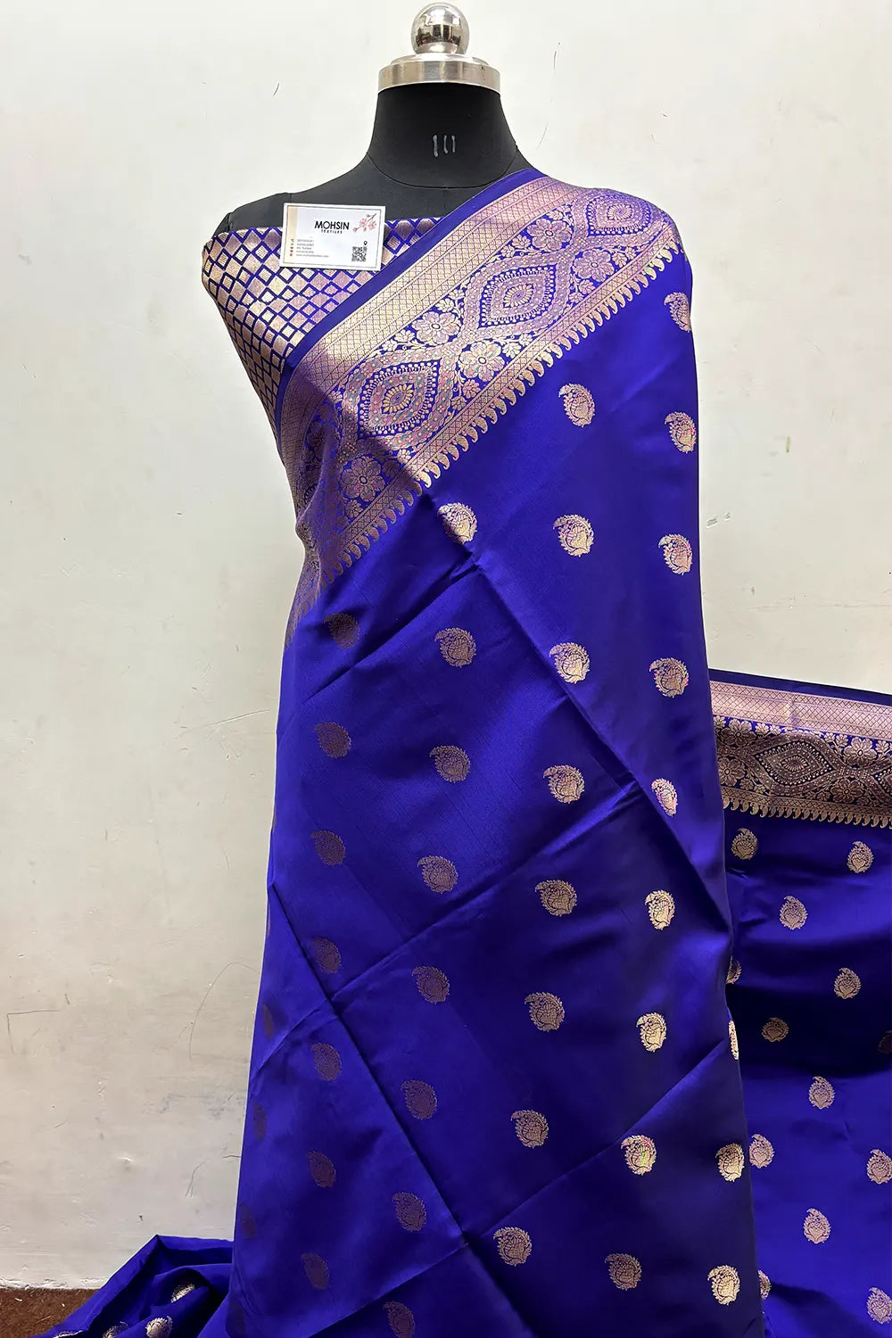 Royal Blue Zari Semi Katan Silk Banarasi Saree