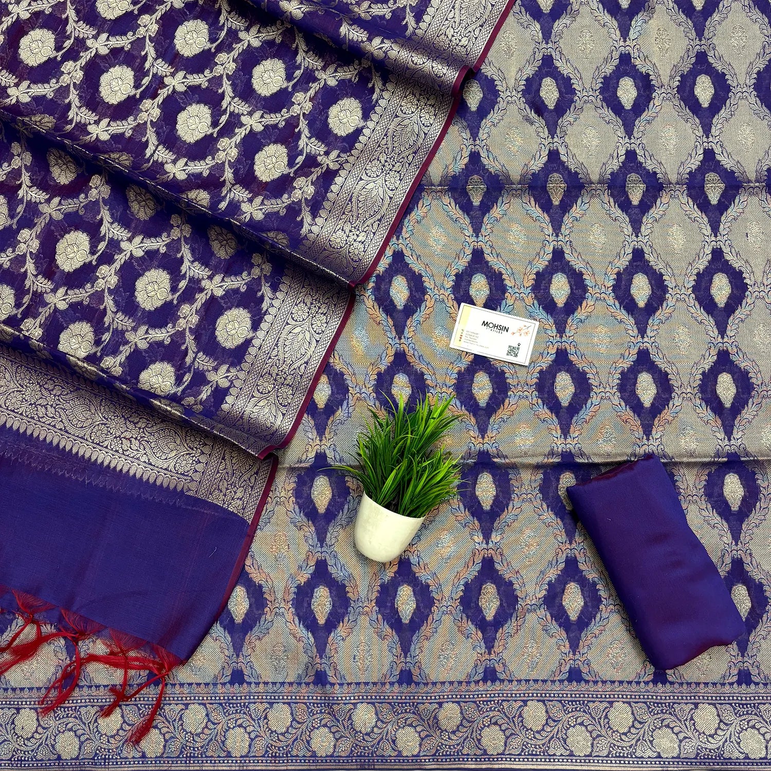 Royal Blue Zari Banarasi Silk Suit