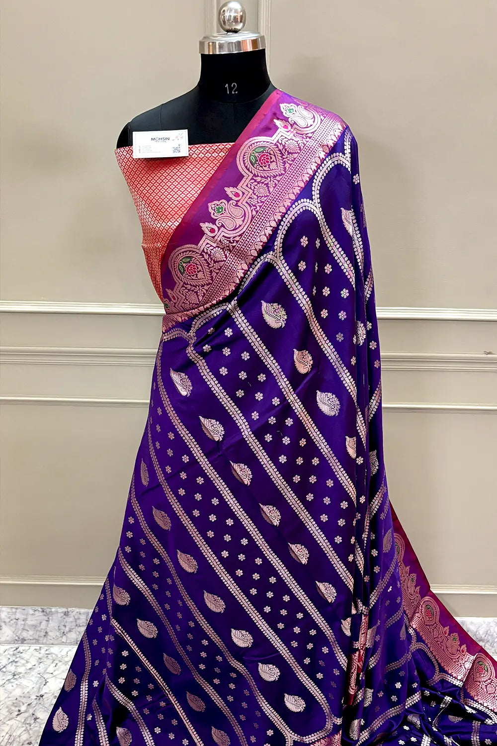 Royal Purple and Red Zari Banarasi Silk Saree