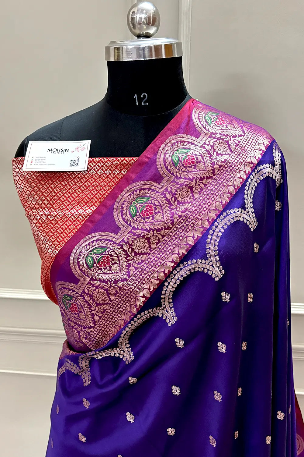 Royal Purple and Red Zari Banarasi Silk Saree