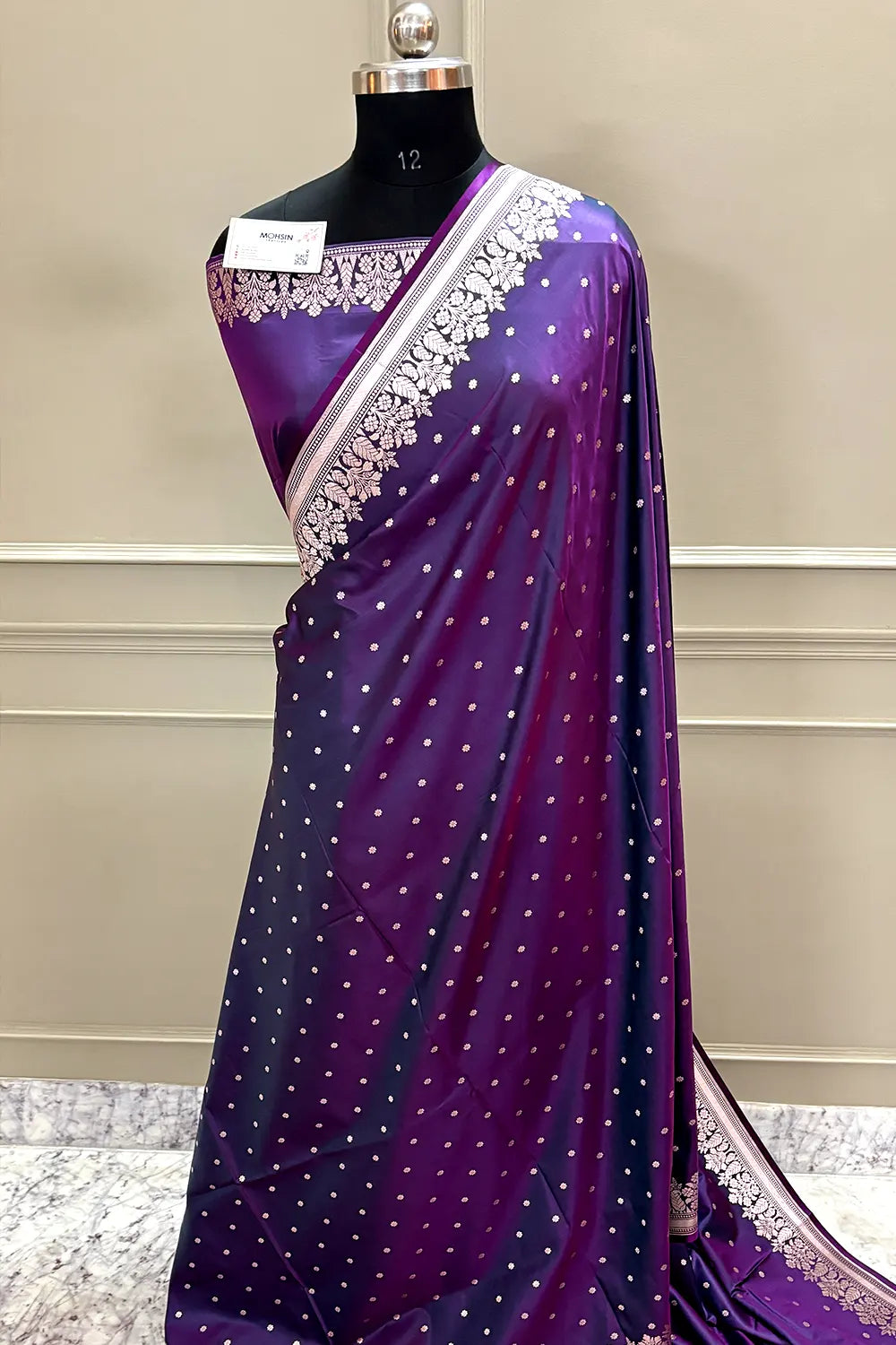 Royal Purple Hawahawai Buti Katan Silk Banarasi Saree