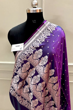 Royal Purple Hawahawai Buti Katan Silk Banarasi Saree