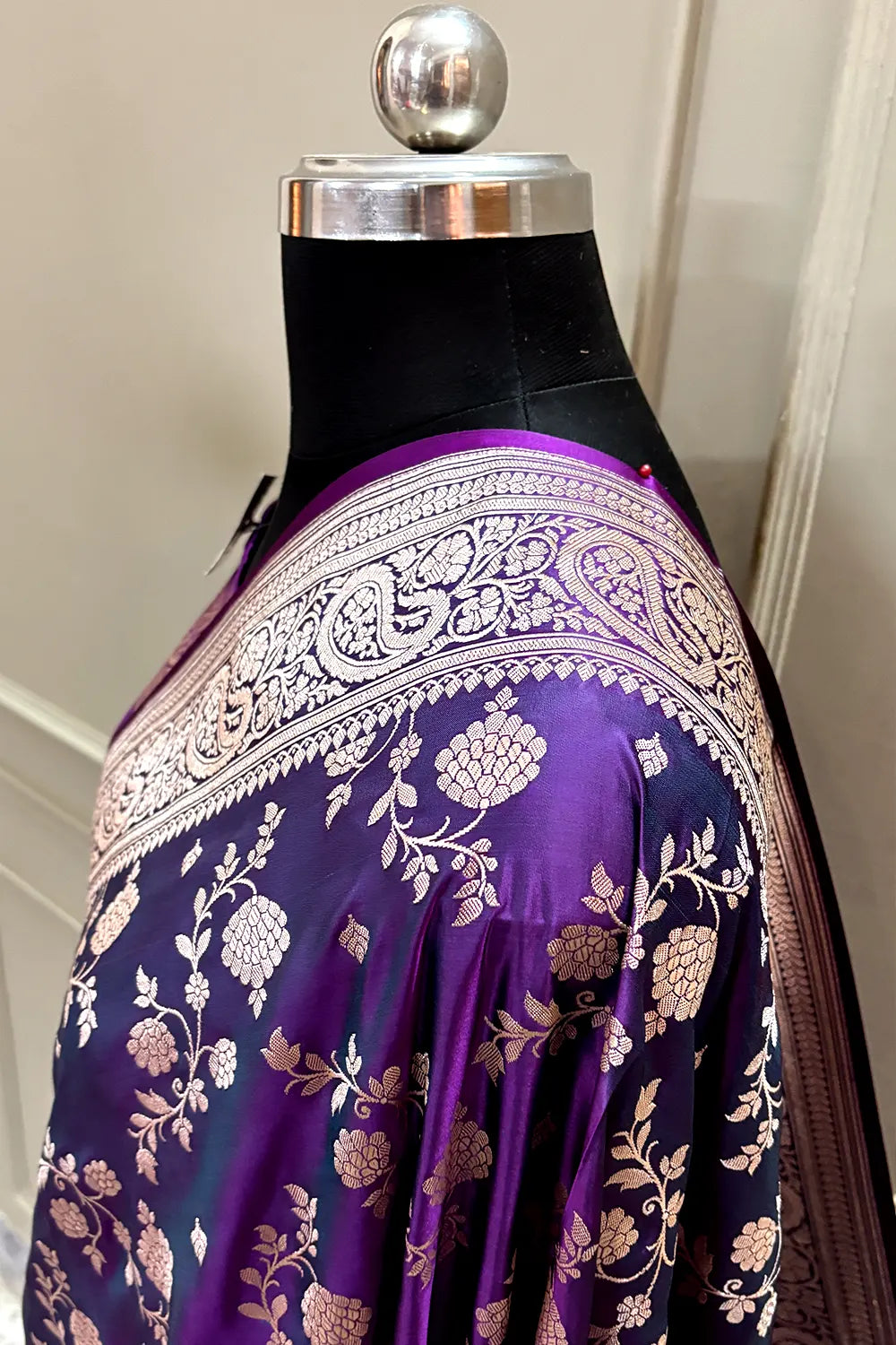 Royal Purple Nafis Jaal Katan Silk Banarasi Saree