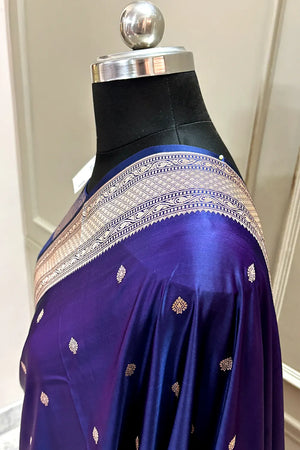 Royal Purple Wazir Buti Katan Silk Banarasi Saree