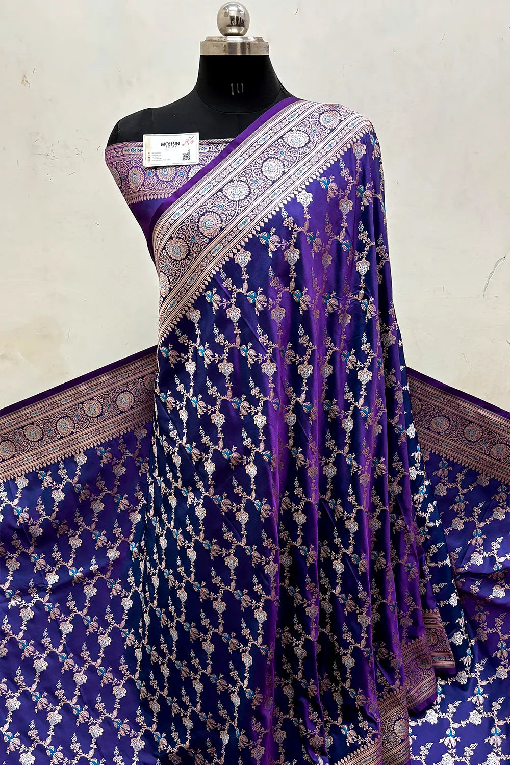 Royal Purple Zari Katan Mashru Silk Banarasi Saree