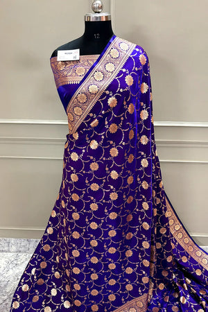 Royal Purple Zari Katan Silk Banarasi Saree