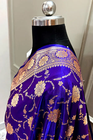 Royal Purple Zari Katan Silk Banarasi Saree