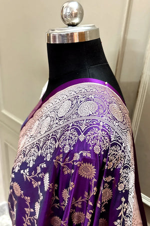Royal Purple Zari Katan Silk Banarasi Saree