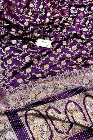 Royal Purple Zari Katan Silk Banarasi Saree