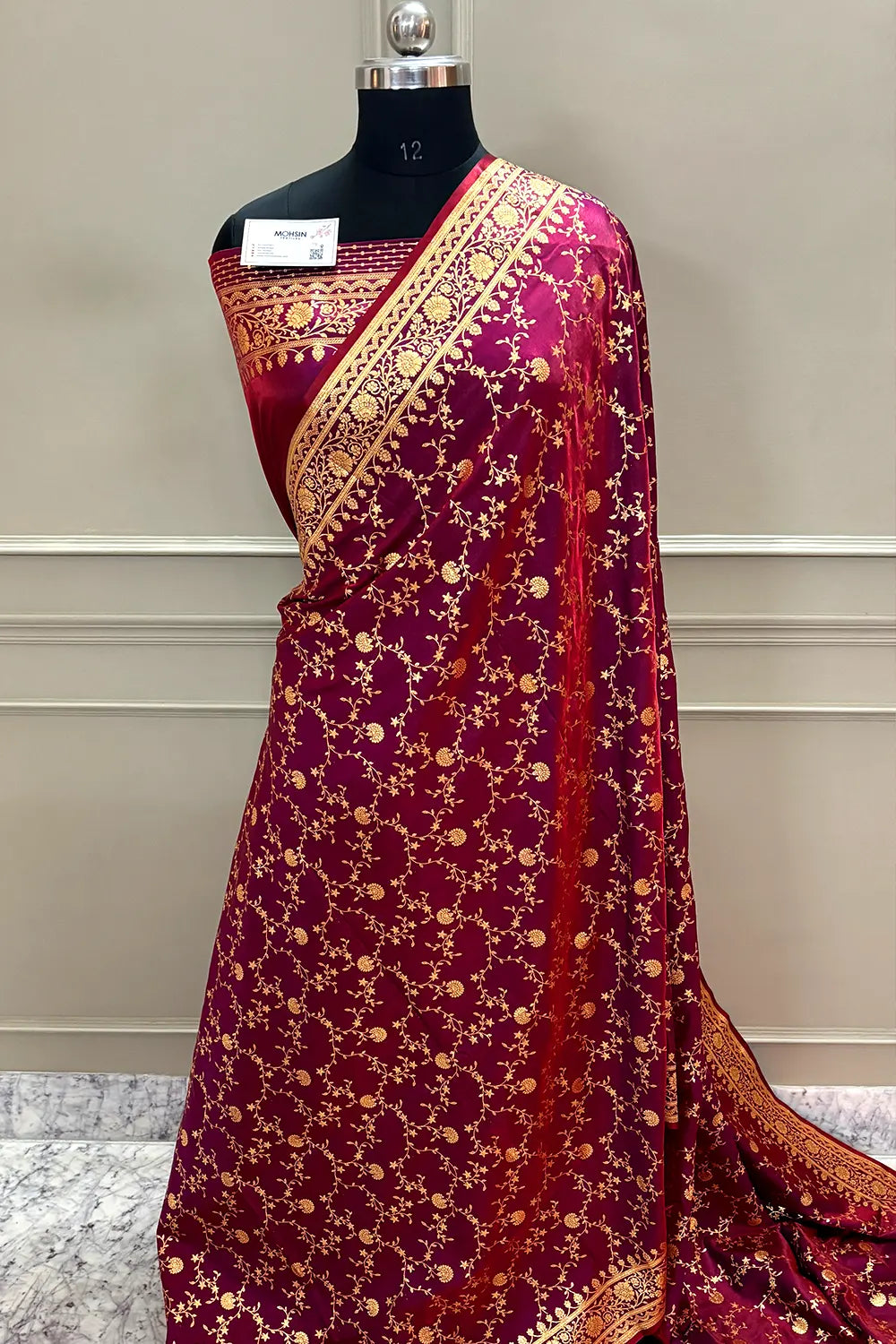 Rust Purple Zari Katan Silk Banarasi Saree