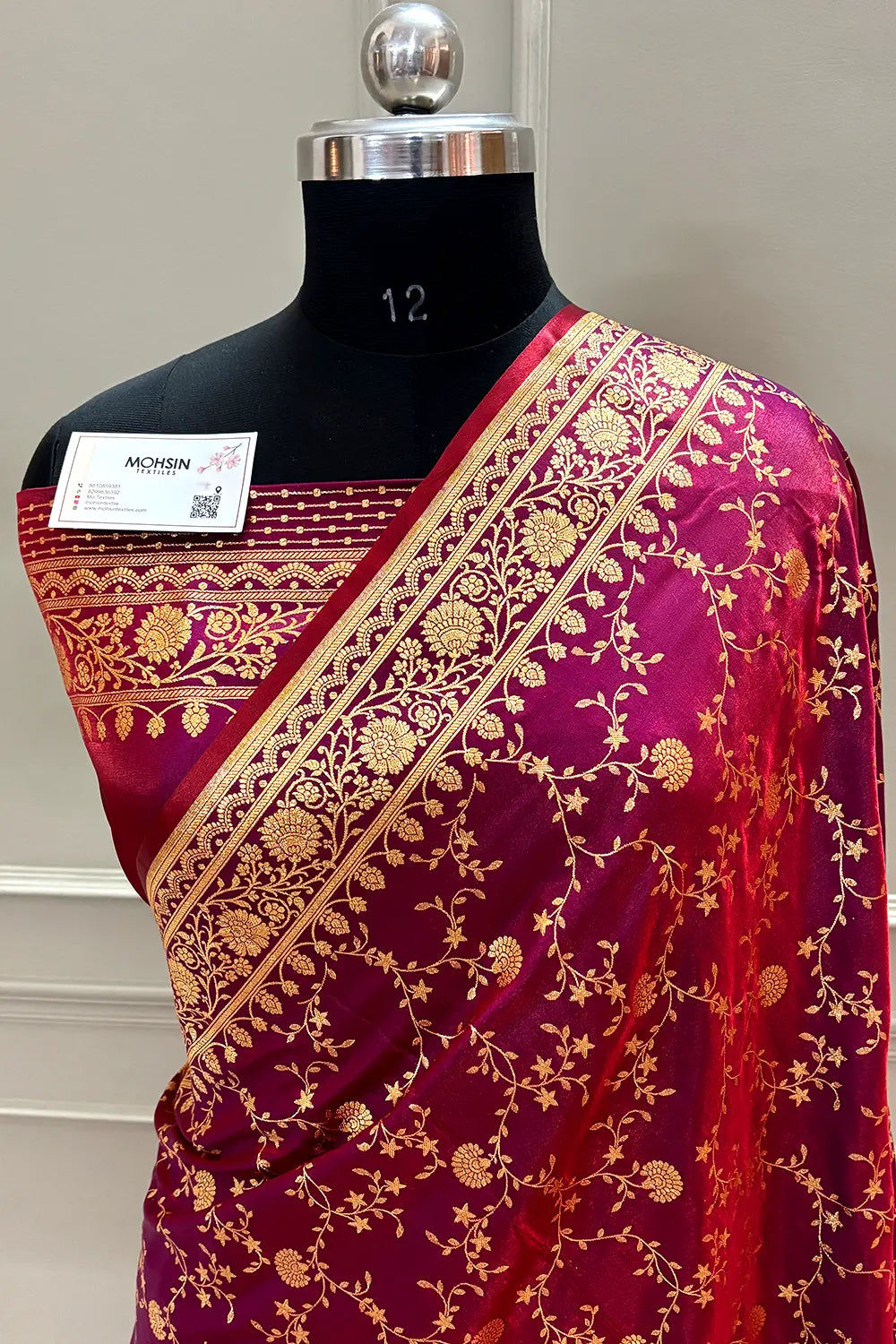 Rust Purple Zari Katan Silk Banarasi Saree
