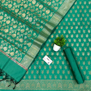 Sea Green Chirag Buti Satin Silk Banarasi Suit