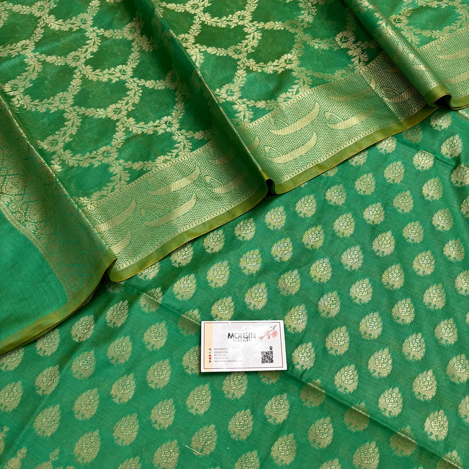 Sea Green Ghat Buti Banarasi Silk Suit