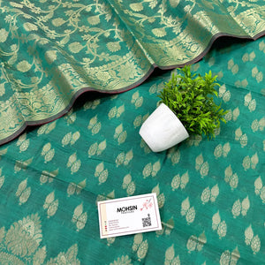 Sea Green Golden Zari Banarasi Silk Suit