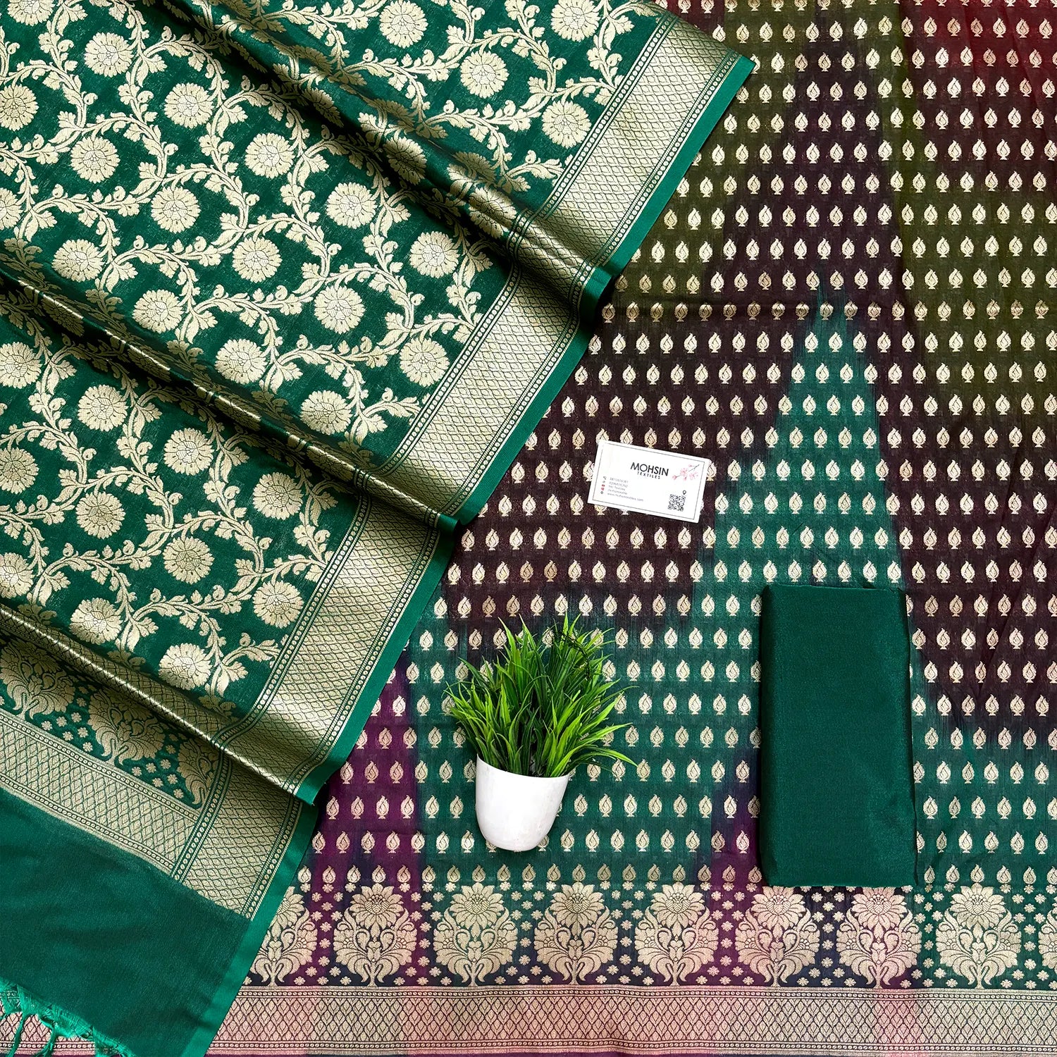Sea Green Guldaan Agni Rangkaat Katan Silk Banarasi Suit