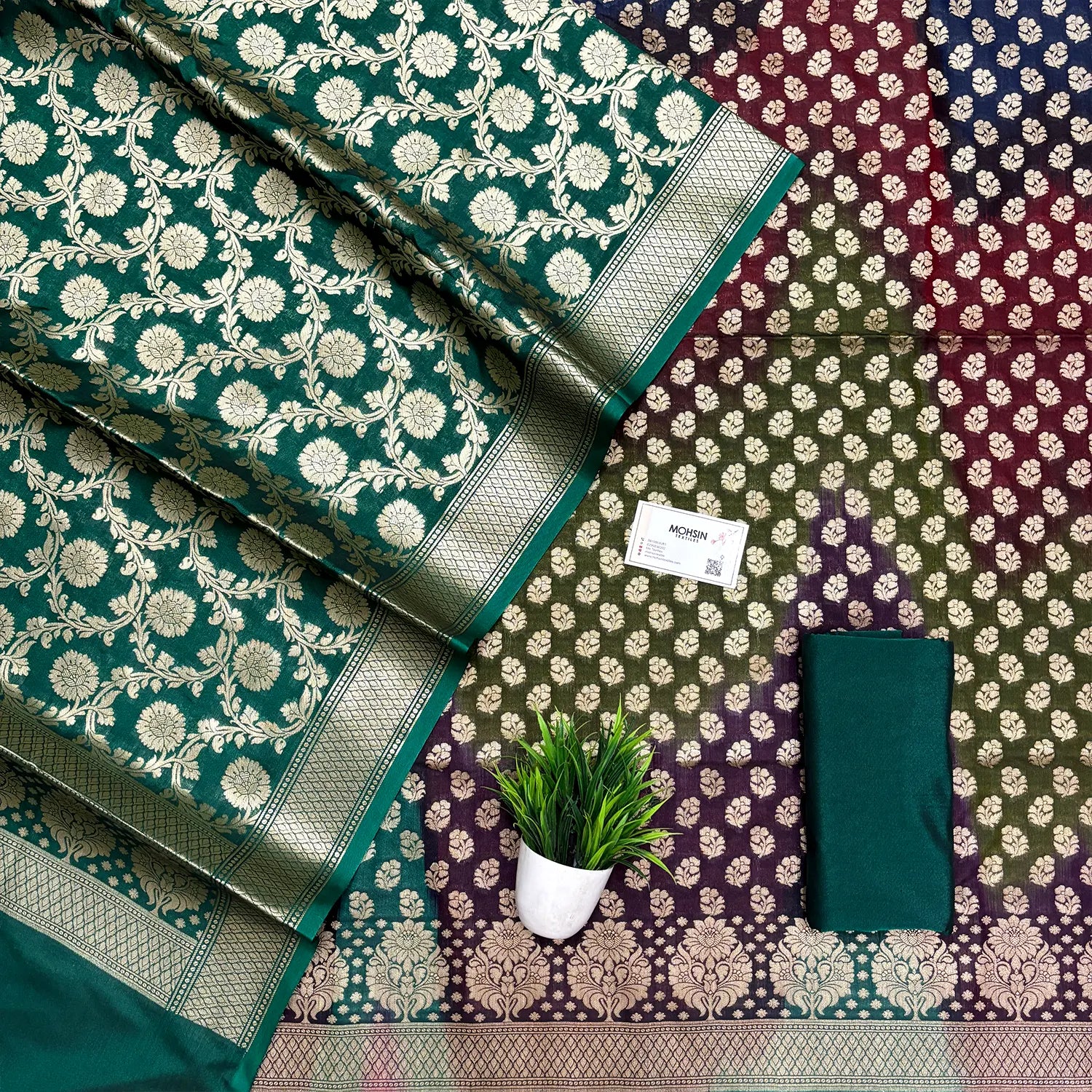 Sea Green Guldaan Fool Rangkaat Katan Silk Banarasi Suit