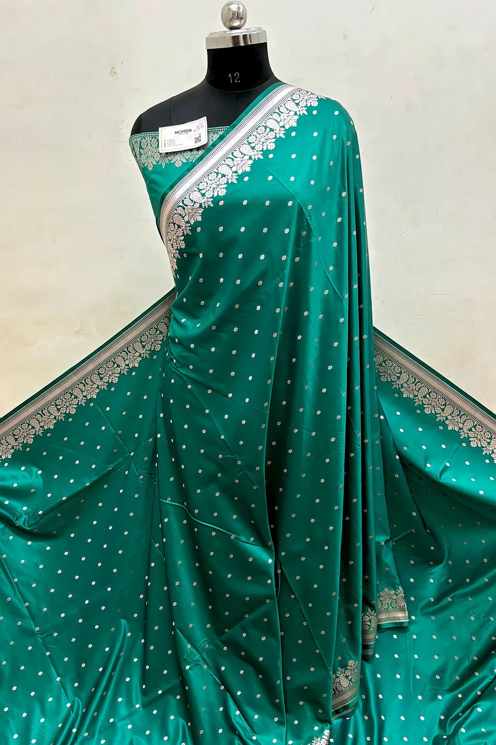 Sea Green Hawahawai Buti Katan Silk Banarasi Saree