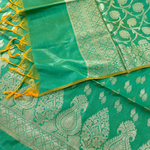 Sea Green Kalgha Lau Banarasi Silk Suit