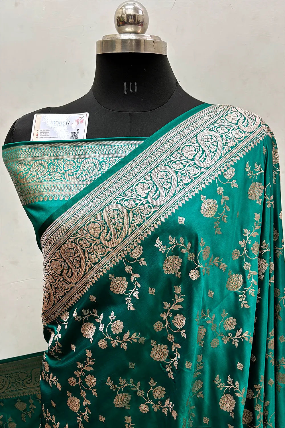 Sea Green Nafis Jaal Katan Silk Banarasi Saree
