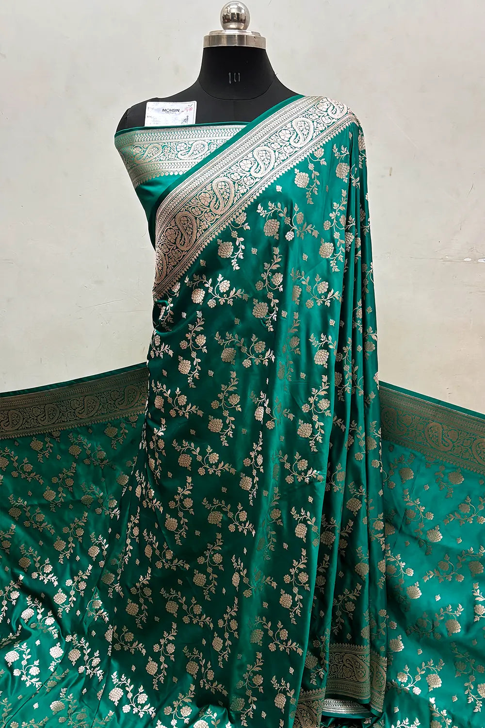 Sea Green Nafis Jaal Katan Silk Banarasi Saree