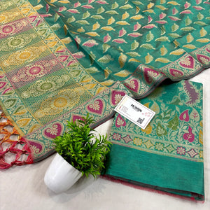 Sea Green Resham Banarasi Silk Suit