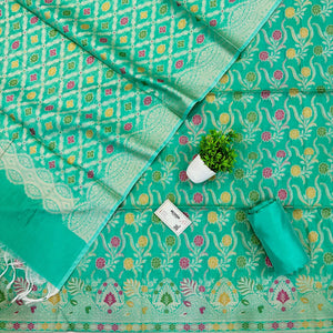 Sea Green Resham Banarasi Silk Suit