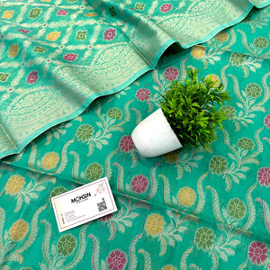 Sea Green Resham Banarasi Silk Suit