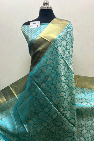 Sea Green Tissue Silk Banarasi Saree