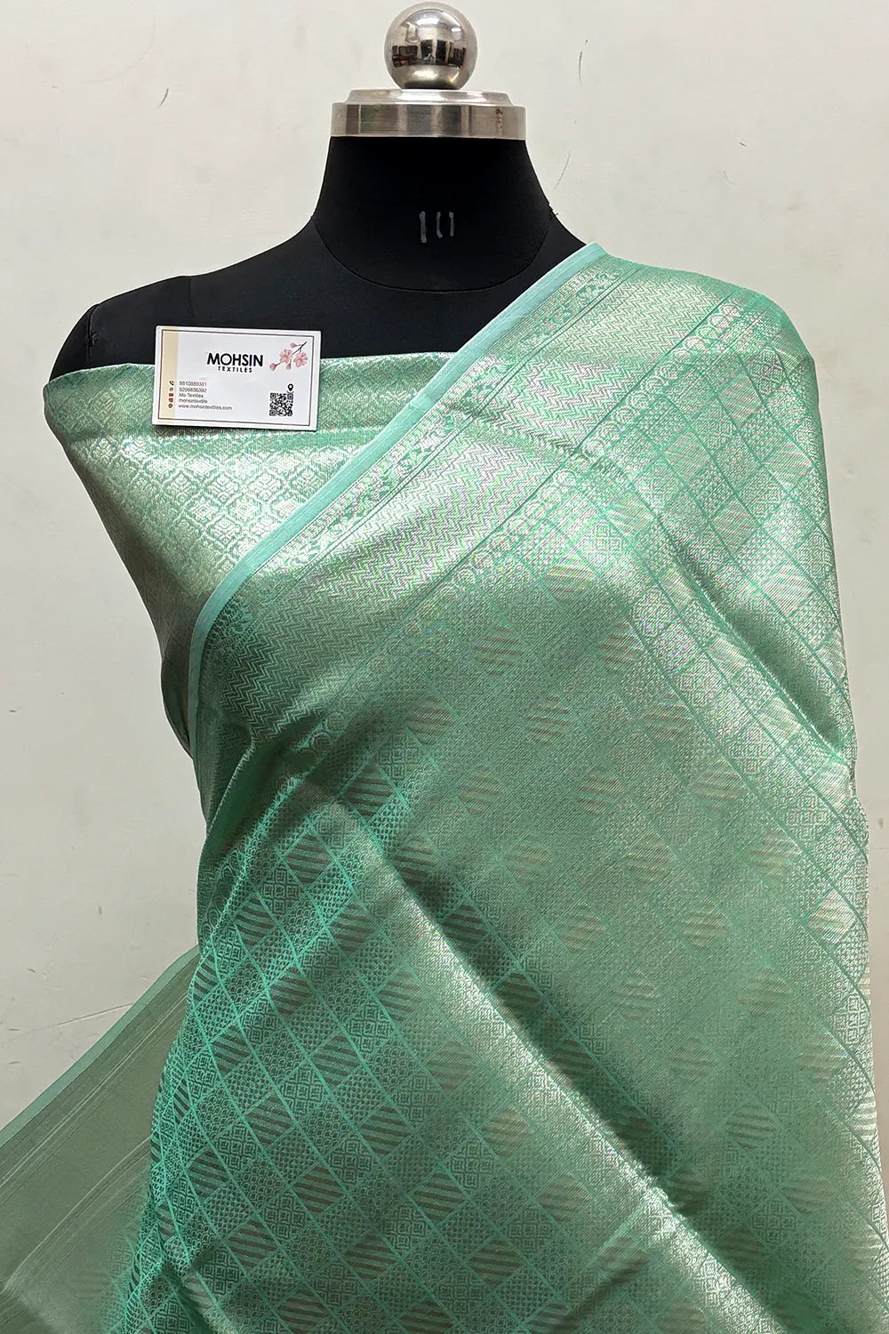 Sea Green Tissue Silk Banarasi Saree
