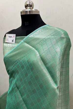 Sea Green Tissue Silk Banarasi Saree