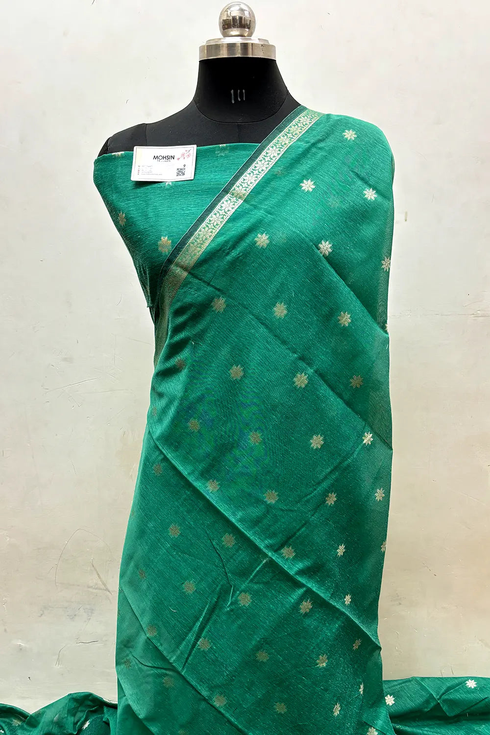 Sea Green Zari Banarasi Silk Saree