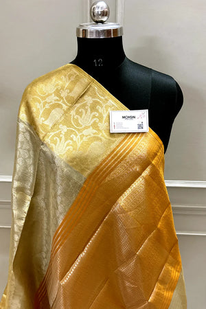 Silver and Gold Tissue Silk Banarasi Saree