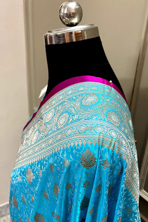 Sky Blue Chunni Munni Katan Silk Banarasi