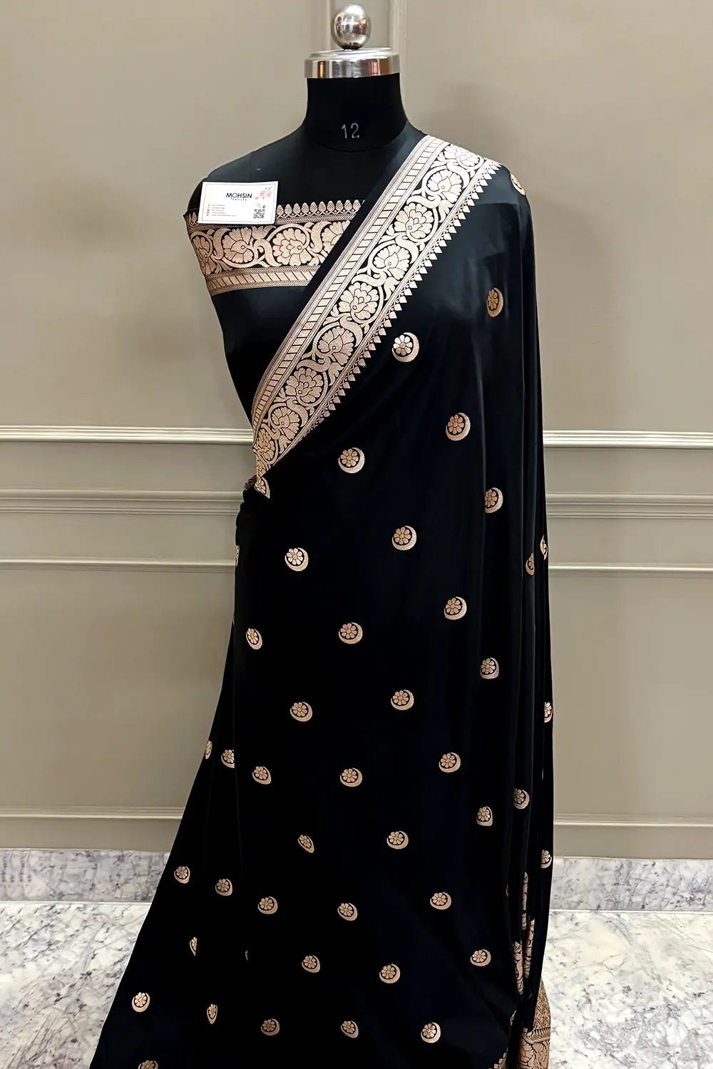 Sonakshi Sinha Black Katan Mashru Silk Banarasi Saree